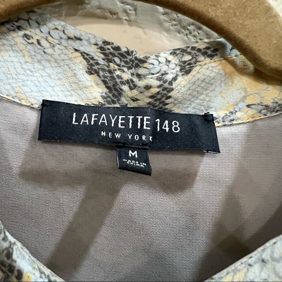 Lafayette 148 Scottie Python Snake Print 100% Silk Button Up Blouse Sz M Party - Picture 3 of 10